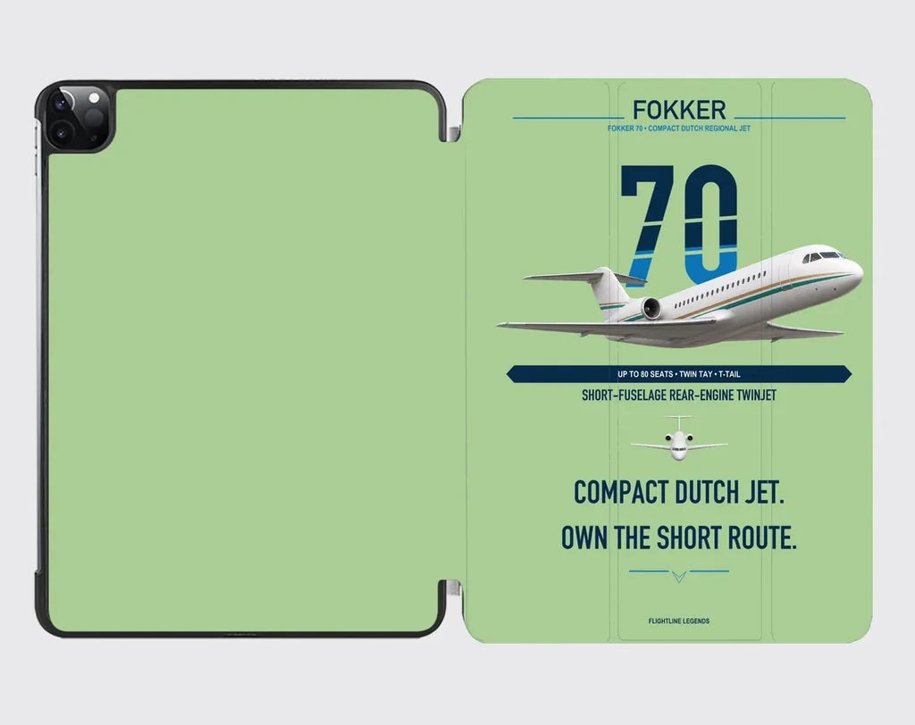 Fokker 70 design on light green ipad tablet case
