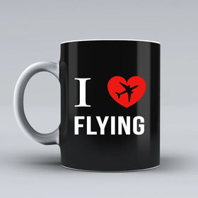 I Love Flying Ceramic White Mugs