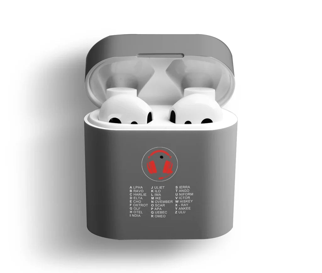 Aviation Alphabet 3 AirPods plastic case - Dark Gray