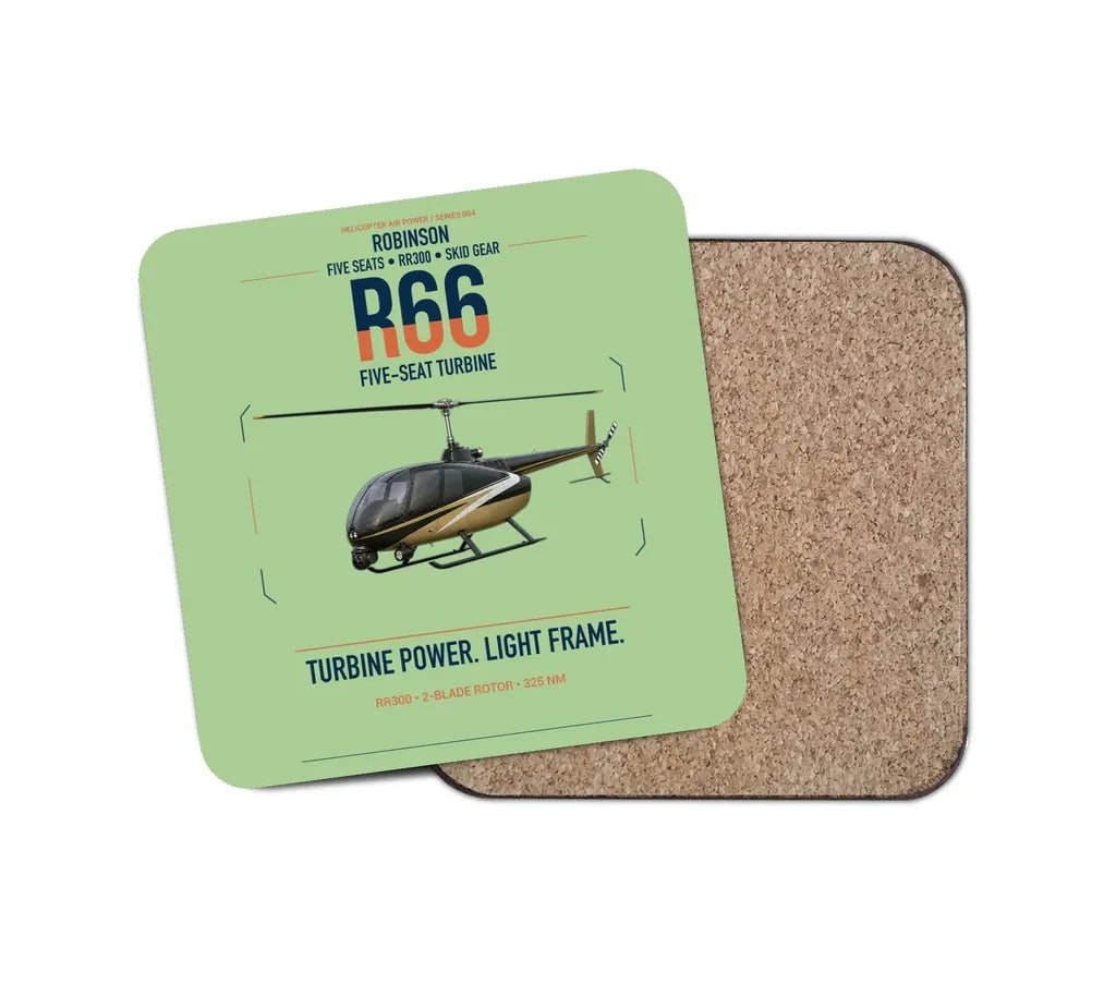 Robinson R66 design on light green 1 piece coaster