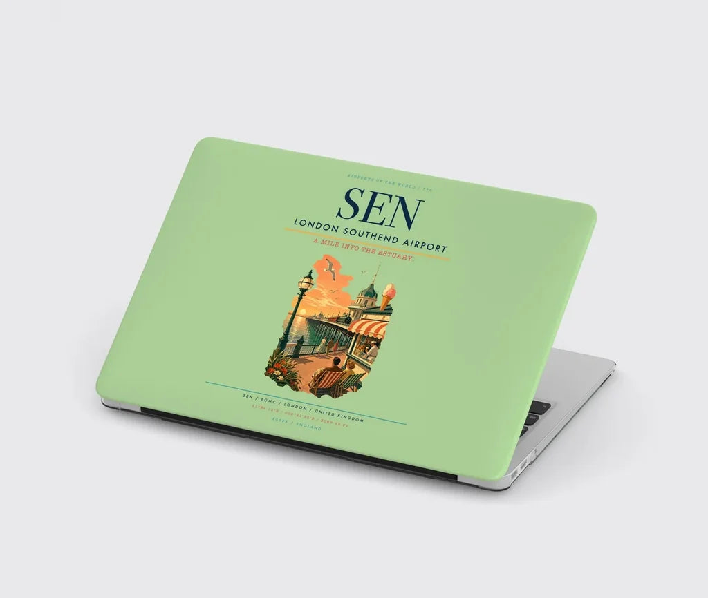 London Southend Airport (SEN) design on light green MacBook case