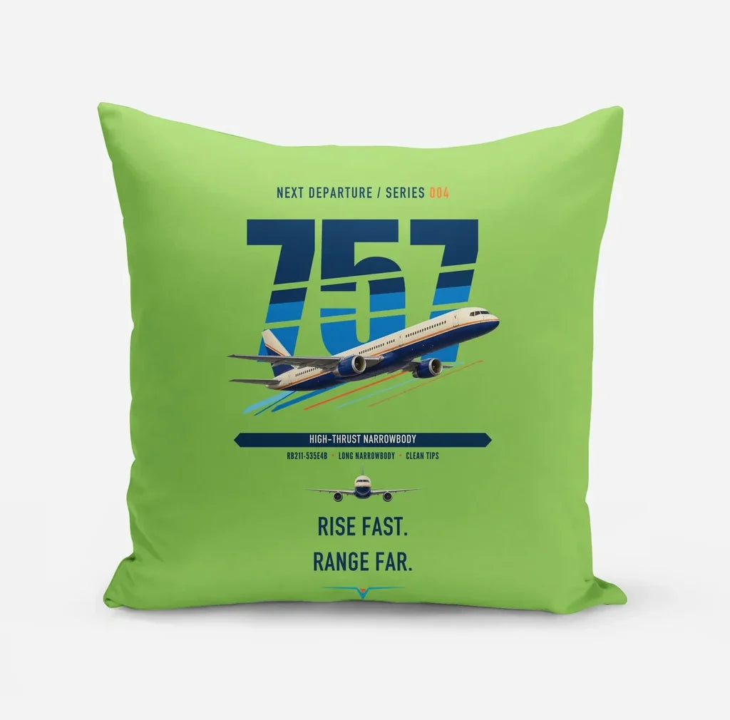 Boeing 757-200 design on light green pillow
