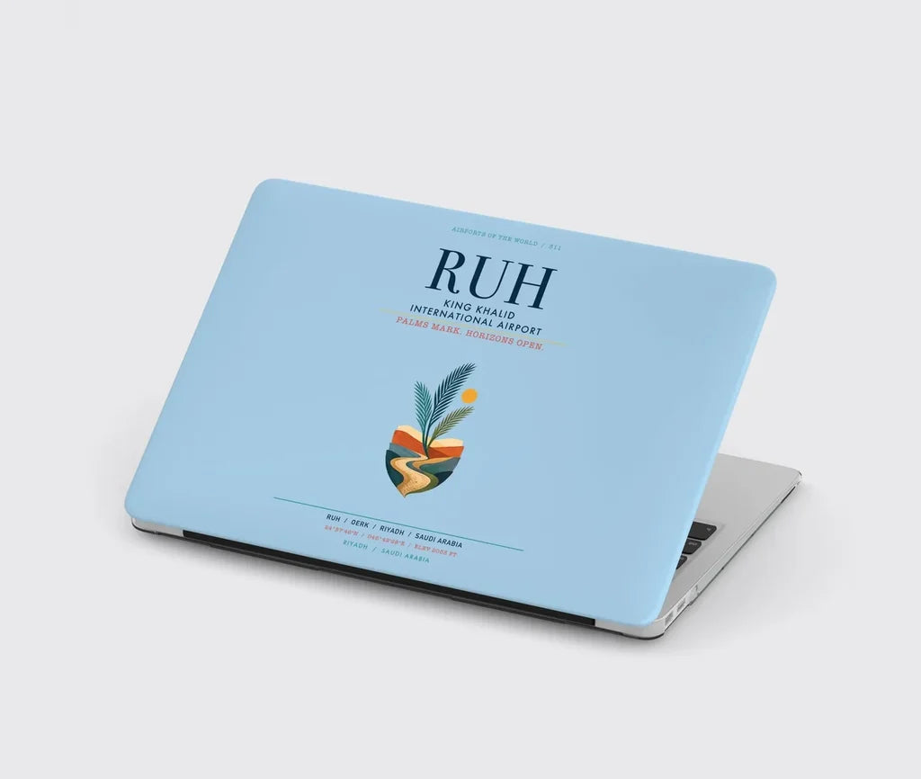 King Khalid International Airport (RUH) design on light blue MacBook case