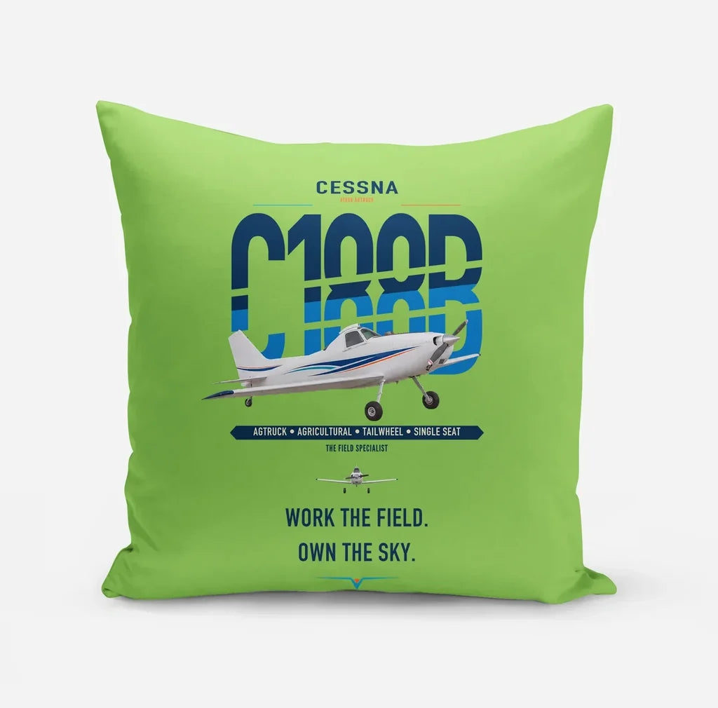 Cessna A188B AgTruck design on light green pillow