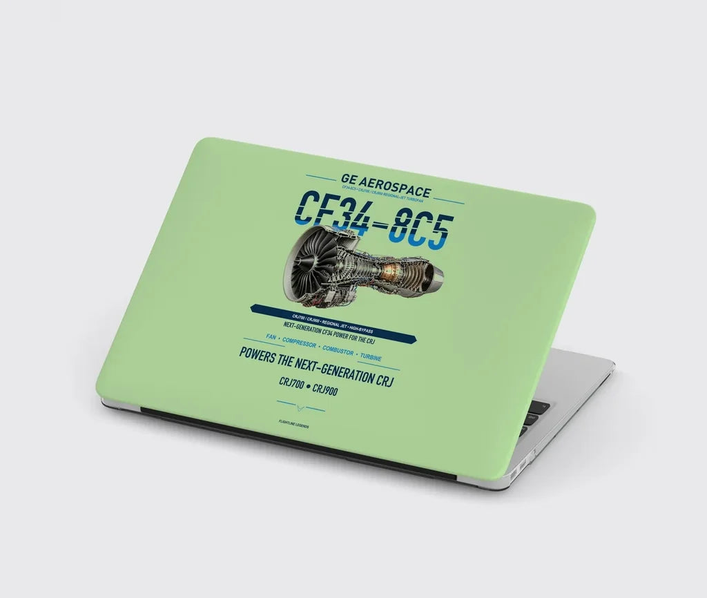 CF34-8C5 design on light green MacBook case