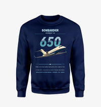 Thumbnail for Bombardier Challenger 650 design on navy blue sweatshirt