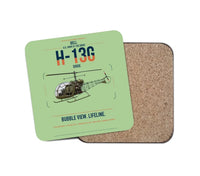 Thumbnail for Bell H-13G Sioux design on light green 1 piece coaster