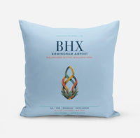 Thumbnail for Birmingham Airport (BHX) design on light blue pillow