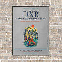 Thumbnail for Dubai International Airport DXB vertical canvas print - framed - light gray background