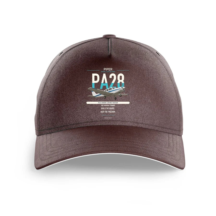 Piper PA-28 Cherokee design on brown printed hat