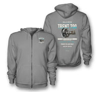 Thumbnail for TRENT 700 design on gray zipped hoodie