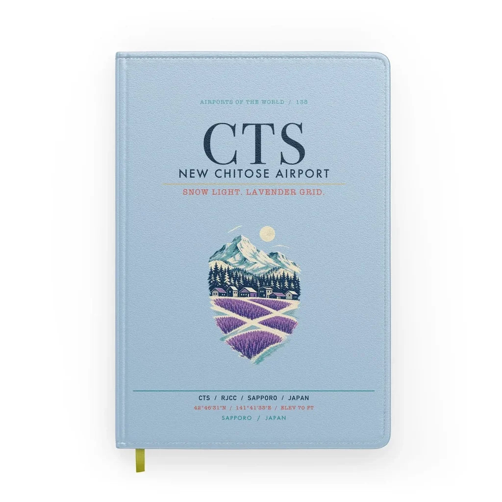 New Chitose Airport Sapporo (CTS) design on light blue notebook