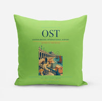 Thumbnail for Ostend-Bruges International Airport (OST) design on light green pillow