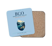 Thumbnail for Bergen Airport Flesland (BGO) design on light blue 1 piece coaster