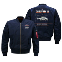 Thumbnail for HAL ALH Dhruv Mk III design on blue bomber jacket, double-side print