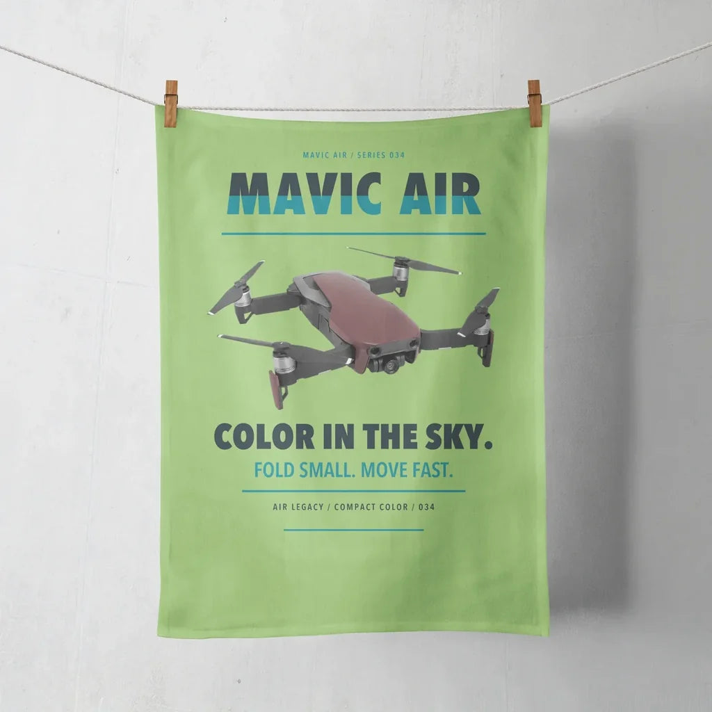 DJI Mavic Air design on light green towel