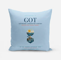 Thumbnail for Göteborg Landvetter Airport (GOT) design on light blue pillow