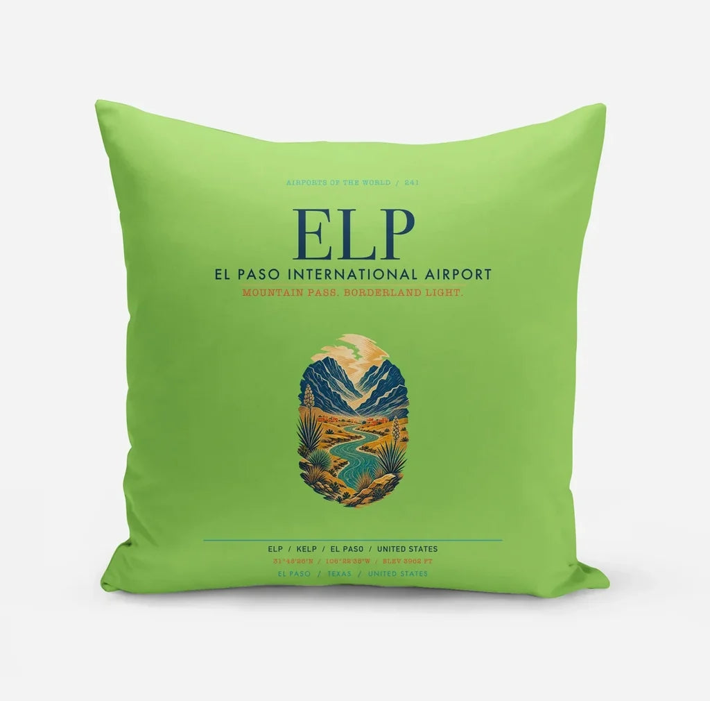 El Paso International Airport (ELP) design on light green pillow