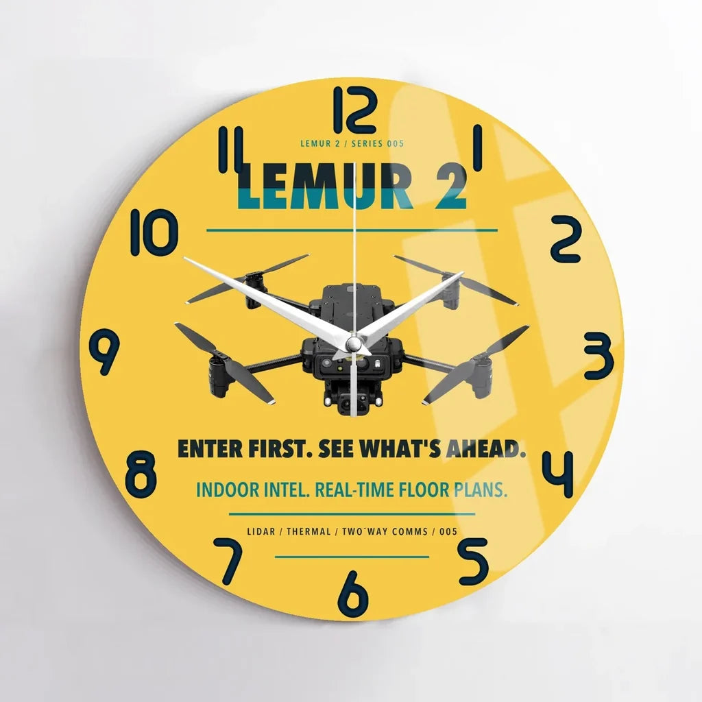 BRINC LEMUR 2 design on yellow no frame wall clock