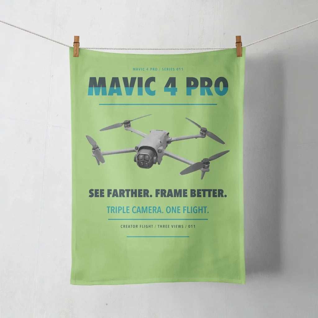DJI Mavic 4 Pro design on light green towel