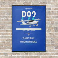 Thumbnail for Tecnam P92 Echo MkII vertical canvas print - framed - blue background