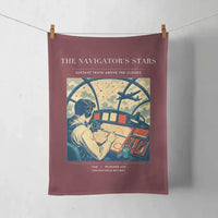 Thumbnail for VINTAGE G4297 - The Navigator's Stars - Designed Towels design on darkred