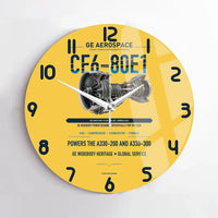 Thumbnail for CF6-80E1 design on yellow no frame wall clock