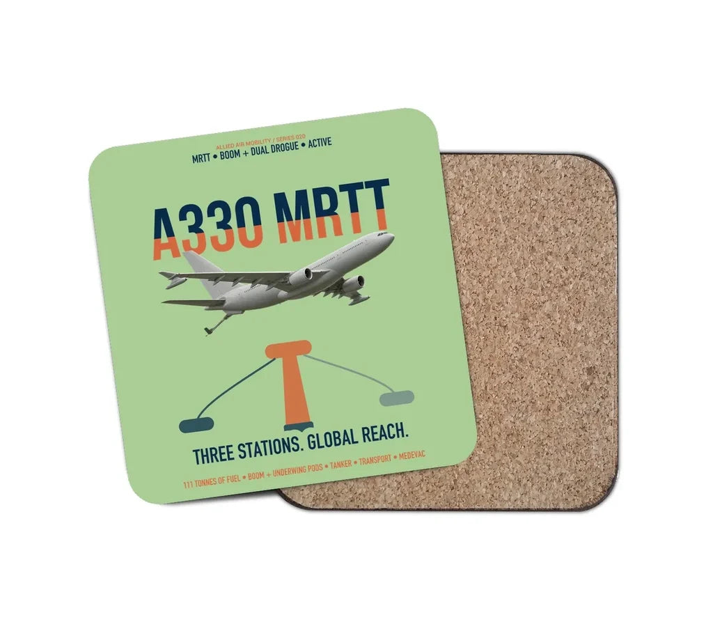 Airbus A330 MRTT design on light green 1 piece coaster