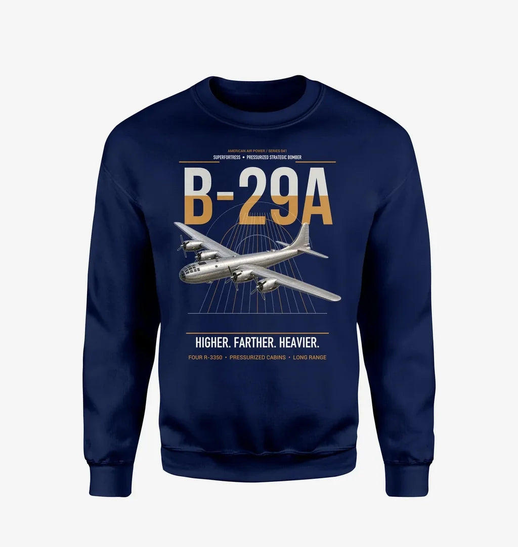 B-29A Superfortress design on navy blue sweatshirt