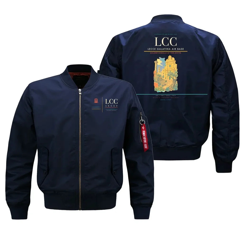 Lecce Galatina Air Base (LCC) design on blue bomber jacket