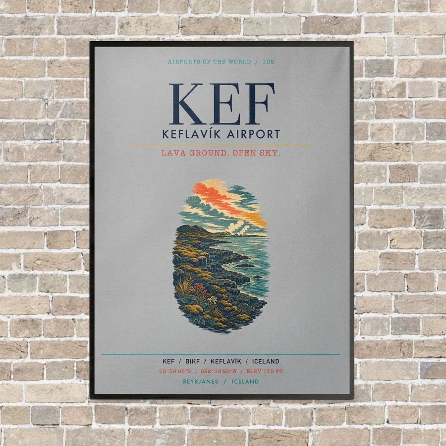 Keflavík Airport KEF vertical canvas print - framed - light gray background