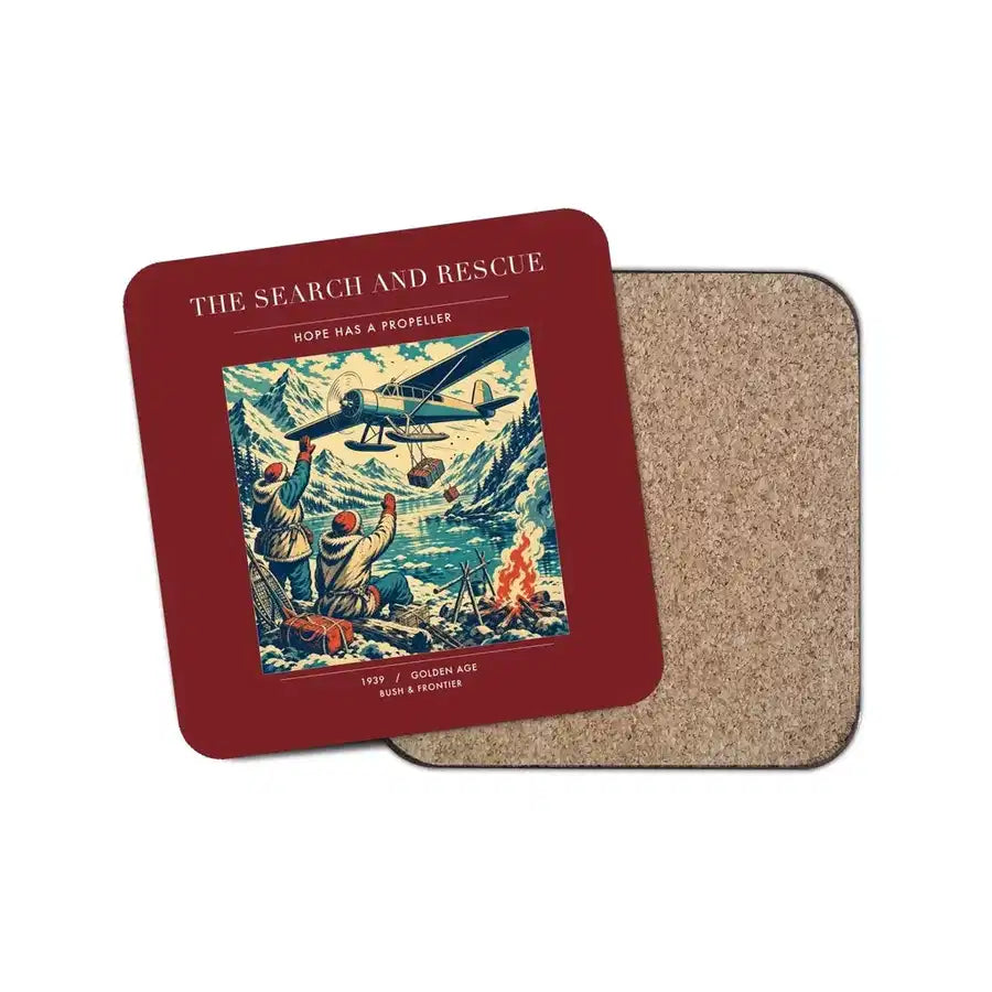 The Search And Rescue - Designed Coasters design on dark red 1-piece