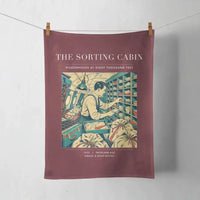 Thumbnail for VINTAGE G4155 - The Sorting Cabin - Designed Towels design on darkred