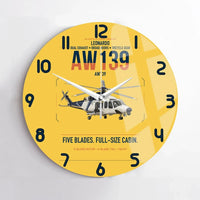 Thumbnail for Leonardo AW139 design on yellow no frame wall clock