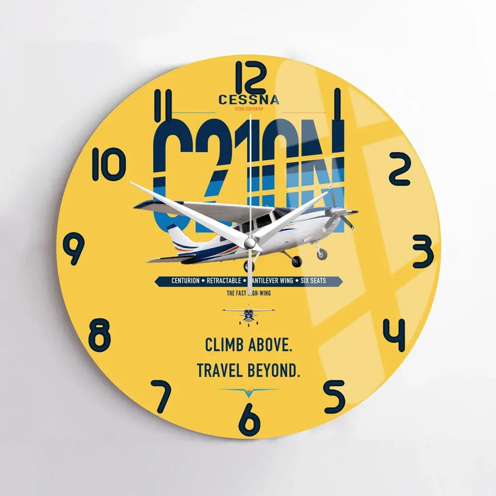 Cessna T210N Centurion design on yellow no frame wall clock