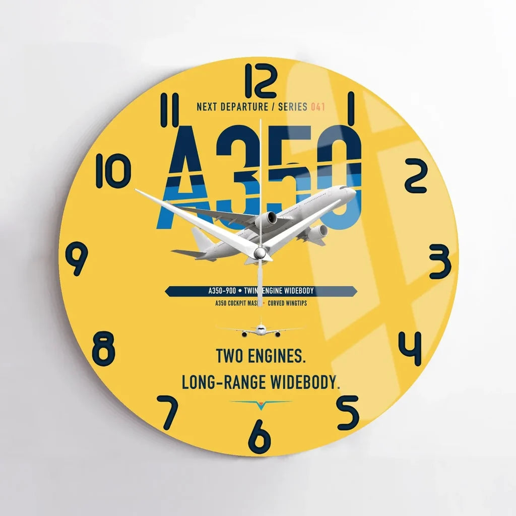Airbus A350-900 design on yellow no frame wall clock