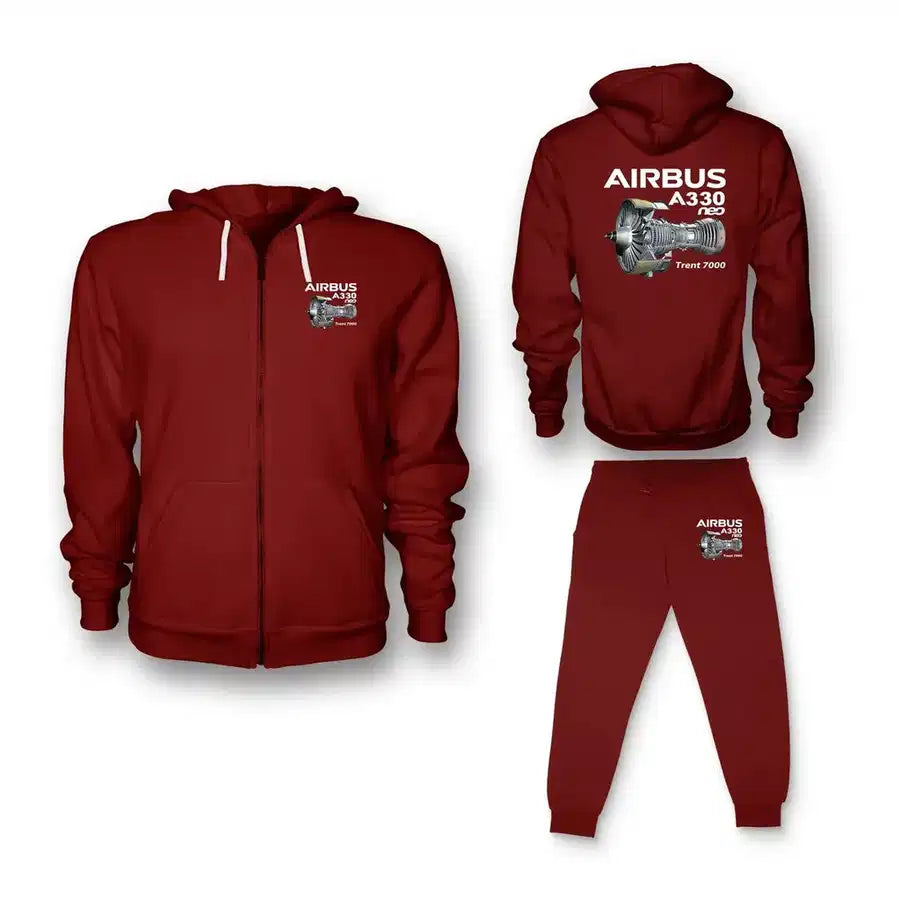 Airbus A330neo & Trent 7000 Zipped Hoodie - Red