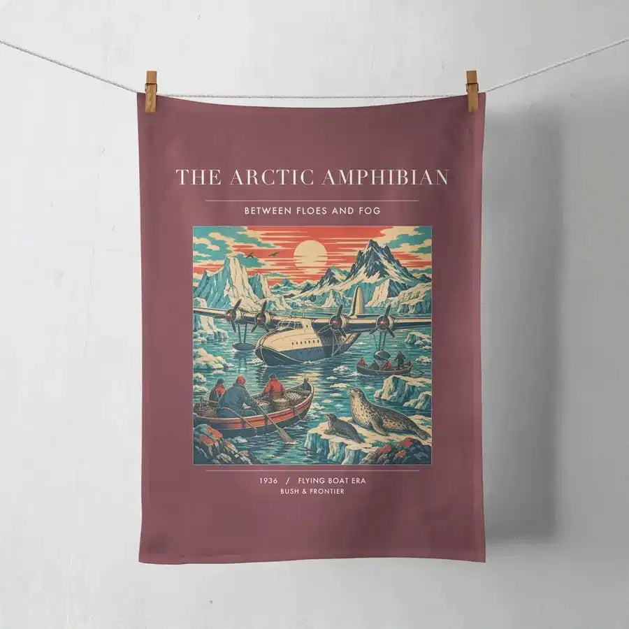 VINTAGE G4076 - The Arctic Amphibian - Designed Towels design on darkred