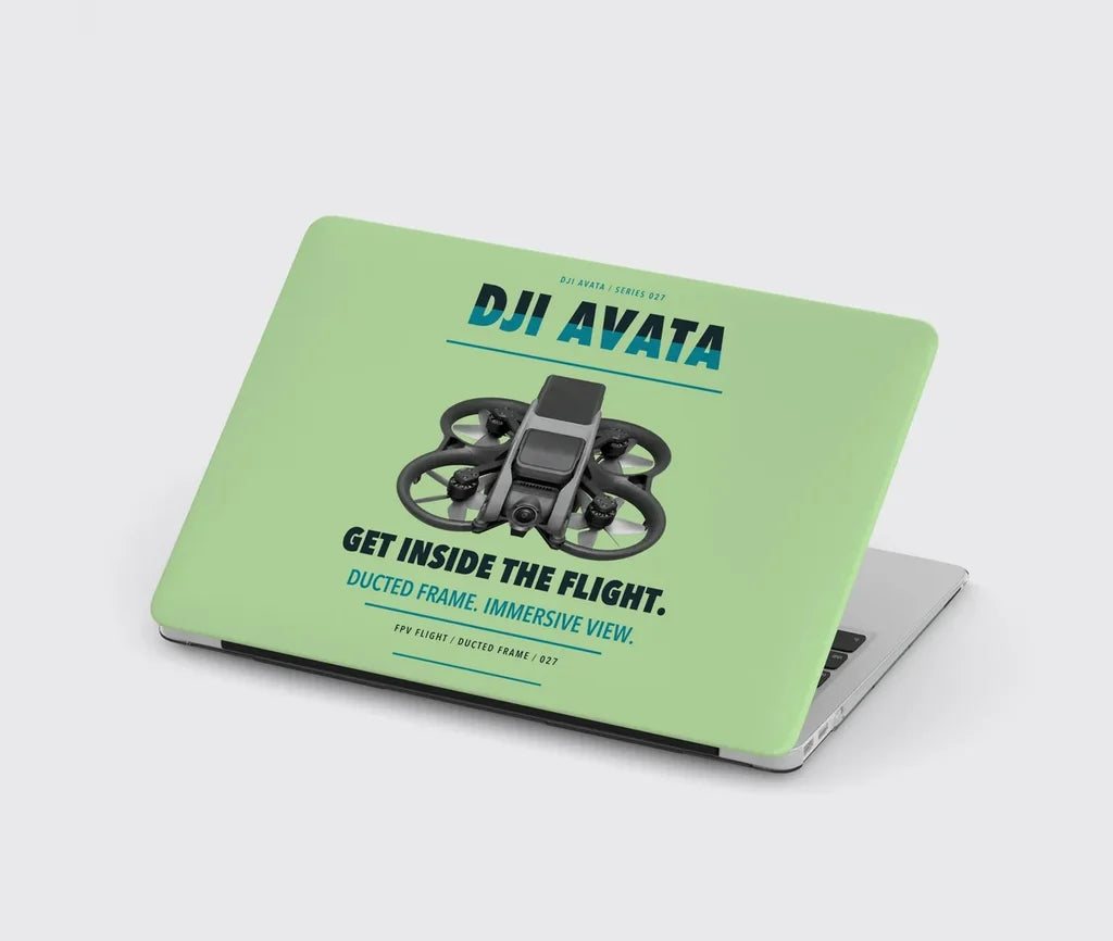 DJI Avata design on light green MacBook case