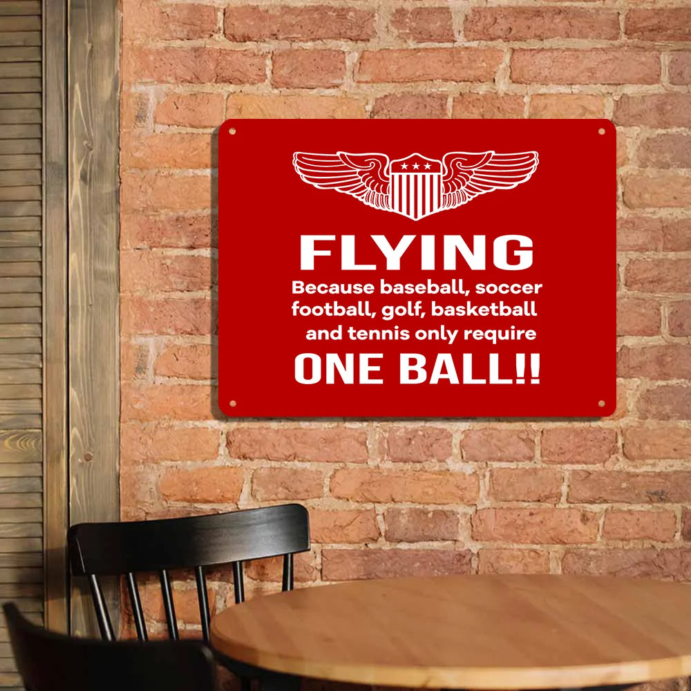 Flying One Ball Printed Metal Sign - view 4