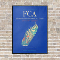 Thumbnail for Glacier Park International Airport FCA — Kalispell vertical canvas print - framed - blue background