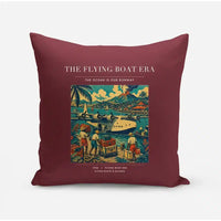 Thumbnail for VINTAGE G4055 - The Flying Boat Era - Designed Pillows design on darkred