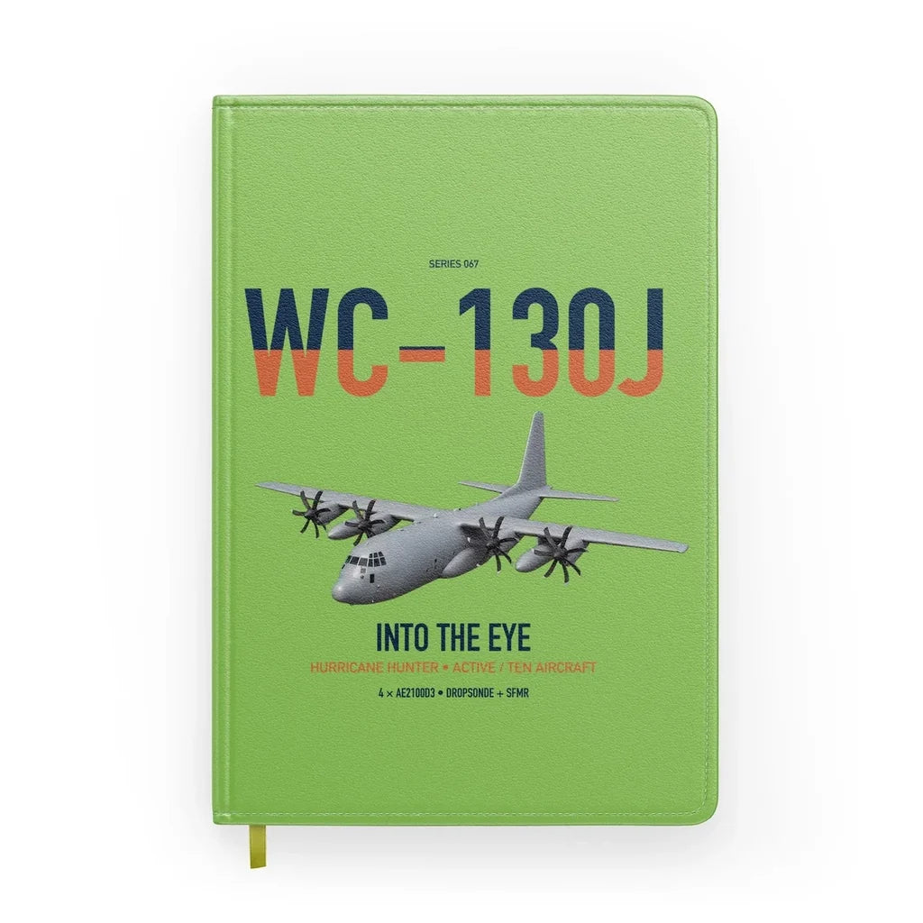 WC-130J Hurricane Hunter design on light green notebook