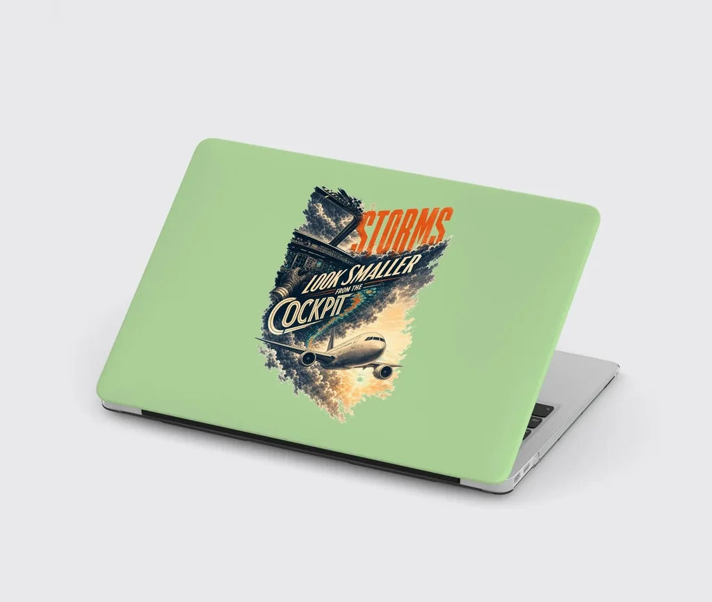 Storms Look Smaller From The Cockpit design on light green MacBook case
