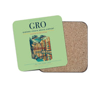 Thumbnail for Girona–Costa Brava Airport (GRO) design on light green 1 piece coaster