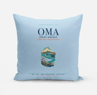 Thumbnail for Omaha Eppley Airfield (OMA) design on light blue pillow