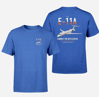 Thumbnail for E-11A BACN design on blue double-side t-shirt, double-side print