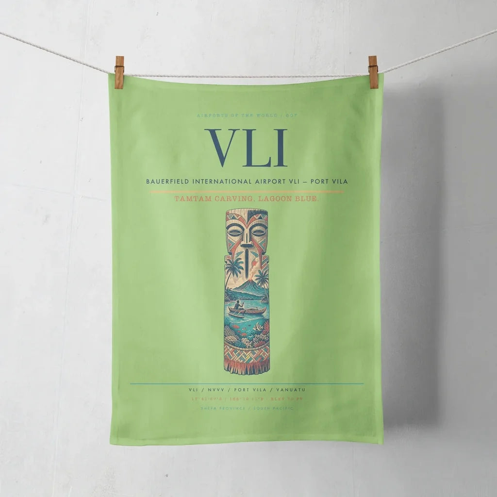 Bauerfield International Airport (VLI) design on light green towel