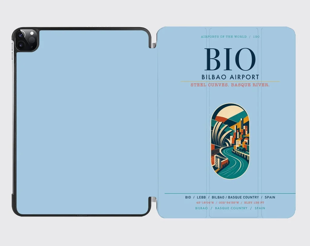 Bilbao Airport (BIO) design on light blue ipad tablet case