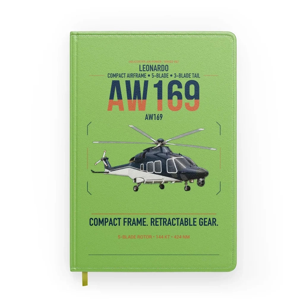 Leonardo AW169 design on light green notebook